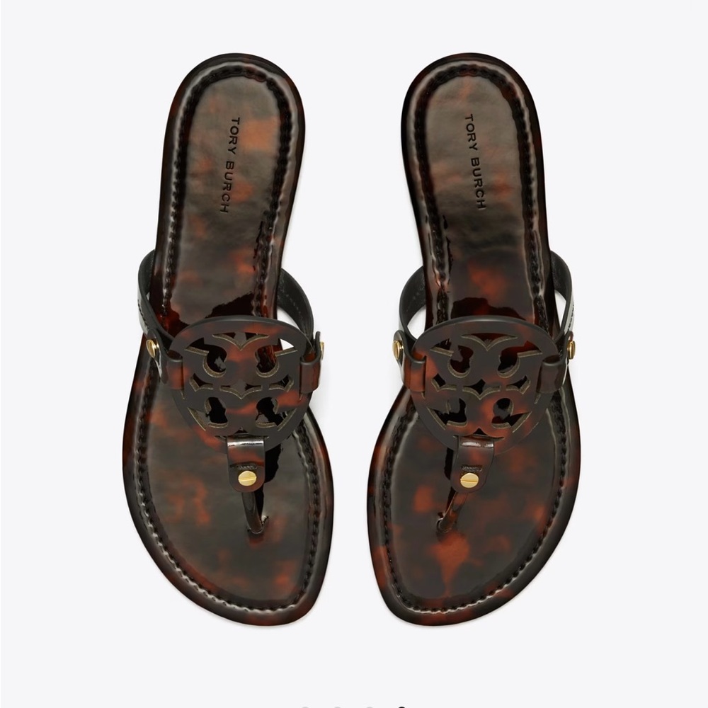 Tory Burch Miller Patent Tortoise Shell Sandals